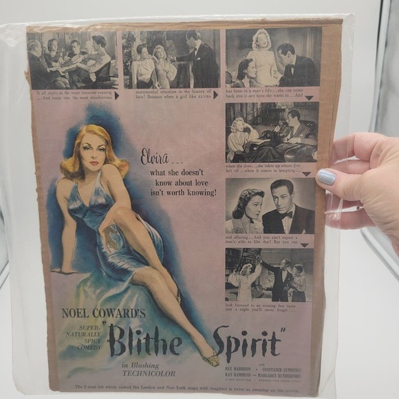 Noel Cowards Super Naturally Spicy Comedy Blithe Spirit‎ Movie Advert 1946 - Picture 1 of 3